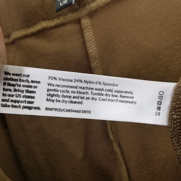 EILEEN FISHER Ponte Knit Pants Women L Pull on Cropped Crepe Stretch Cocoa Brown - Picture 9 of 12